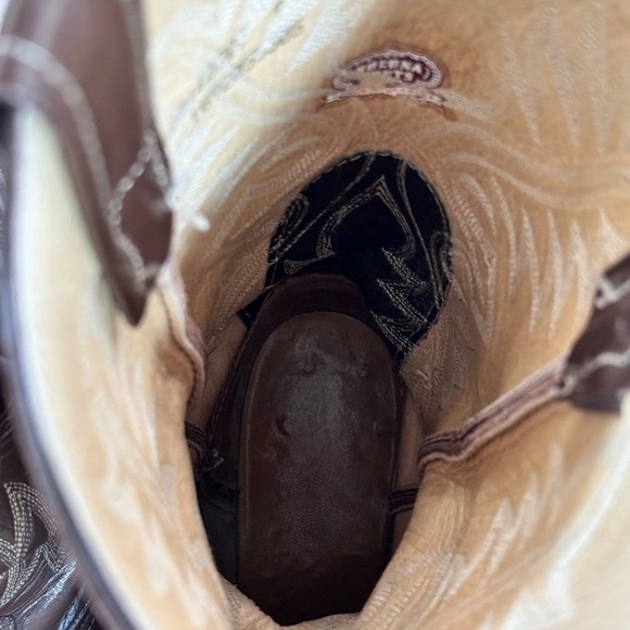 Nocona Men’s Brown Leather Cowboy Boots size 9 D‎ Needle Toe Made in the USA - Picture 12 of 13